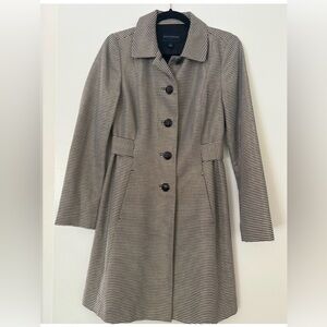 Banana Republic Black & Cream Striped Trench Coat/Jacket Small